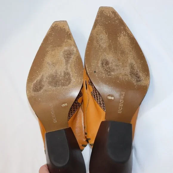 Pikolinos BCBGirls Taupe Leather Pointed Slip On Cowboy Mules Women's Size 10 - Picture 8 of 12